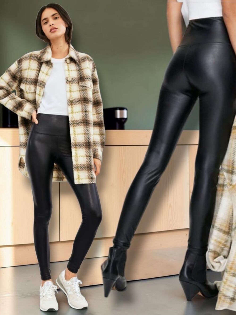 ARITZIA Wilfred Free Women's Daria Black Vegan Leather High-Waist Legging Pants
